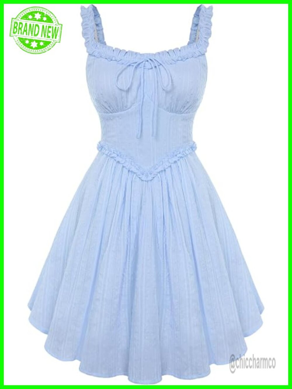 Women's Cotton Corset Mini Sundress with Ruffle Straps